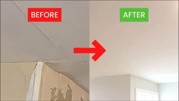drywall-crack-before-after.png Before and after drywall crack repair showing a smooth finished wall.